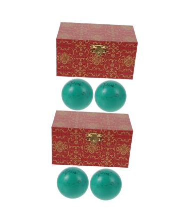 Magiclulu 4 pieces of turpeller handball fitness gift gifts The gift massage ball round massage balls muscle-stretch balls jade handicrafts bouncing ball gymnastics ball wooden box