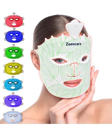 7 Color LED Face Mask Light Therapy Red Light Therapy Mask for Face Cordless LED Face Mask Skincare Wireless Blue Light Facial Mask for Home and Travel Use
