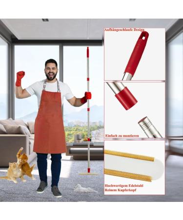 Adjustable Animal Hair Remover Carpet Rake Reusable Fur Broom for Couch Car and Furniture - Efficient Dog & Cat Hair Removal Tool - Buy Online on GoSupps.com