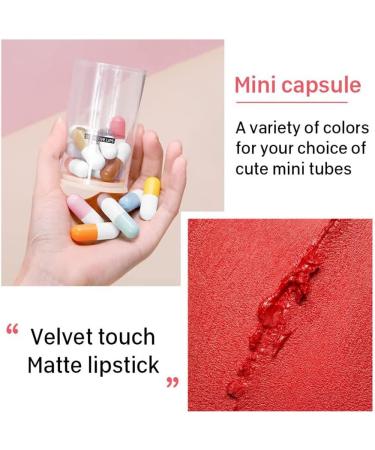 Zhoujie Mini Pill Lipstick Set - 16 Colors Waterproof Matte Lipstick Capsules for Long-lasting Velvet Finish - Buy Online on GoSupps.com