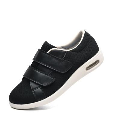 ZGDG Men's Diabetic Edema Shoes Wide Width Walking Shoes with Adjustable Closure Lightweight Non-Slip Sneaker for Swollen Feet Elderly Hammertoe Arthritis Bunions 11.5 Wide Black