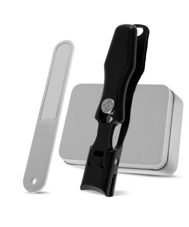 Nail Clippers for Thick Nails Wide Jaw Nail Trimmer Stainless Steel Nail Cutter with Nail Clip Storage Portable Fingernail Cutter Labor Saving Fingernail Trimmer for Women Men Adults(black)