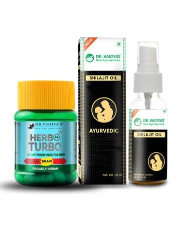 DR. VAIDYA'S new age ayurveda Ayurvedic Wellness Pack Herbo24Turbo (30 Capsules x 1) shilajit Oil (25 ml x 1)