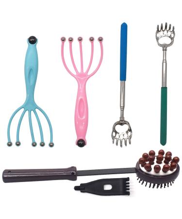 Jicyor 5 pieces back scratch set scratch -hand back scratch back scratcher back scratch funny head massage 2PCs back scratches pull -out with 2PCs head massage and 1PC massage hammer