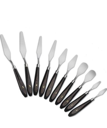 Young4us 10-Piece Painting Knife Set, Stainless Steel and Wood Handle Spatula Palette Knife Mixing Scraper for Oil Paint Color Mixing, 2 Pack
