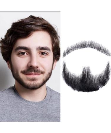 Human Hair Fake Face Beard and Mustache Invisible False Beards for Adults Men for Film Makeup and Special Effects Cosplay Party Prop Black - Buy Online on GoSupps.com