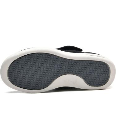 ZHENSI Men's Adjustable Wide Diabetic Shoes for Swollen Feet - Non-Slip Slippers for Elderly - Size 10.5 Black - Buy Online on GoSupps.com