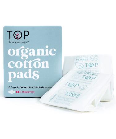 Certified Organic 100% Cotton Thin Regular Absorbent Pads with Wings | Non-Toxic & Biodegradable | 10 Ct Regular | Feminine Hygiene - Buy Online on GoSupps.com