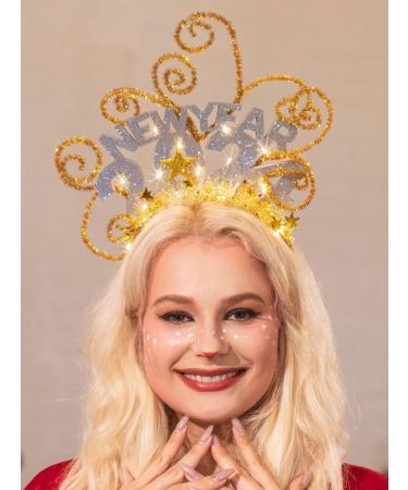 Vakkery Light Up Happy New Year Headband LED New Years Eve Hair Bands Glitter Star Headbands Christmas Party Hair Accessories for Women and Girls (Gold) - Buy Online on GoSupps.com
