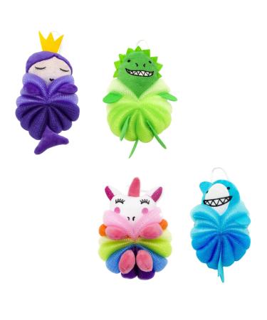 FRCOLOR Bath Scrubber Children's Cartoon Style Skin Scrubber Cleaning Tool Cartoon Bathroom Balls Body cleansers Body Skin Scrubbing Tool Baby Comfortable Cartoon Style Bath Ball