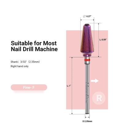 MelodySusie Professional Tornado Carbide Tungsten Nail Drill Bit - Fine Tapered Series Bit-X for Manicure Pedicure Gel Polishing - Purple Salon Bits - Buy Online on GoSupps.com