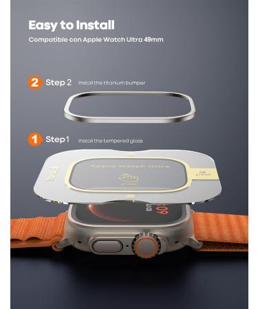 Lamicall Titanium Screen Protector for Apple Watch Ultra 49mm - Aviation Titanium Bumper Case with 2Pack Tempered Glass Film for iWatch 49mm - Buy Online on GoSupps.com