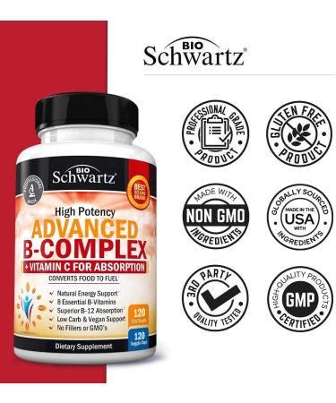 Vitamin B Complex with Vitamin C (4 Month Supply) Plus High Absorption Magnesium Bisglycinate Capsules (4 Month Supply) - Buy Online on GoSupps.com