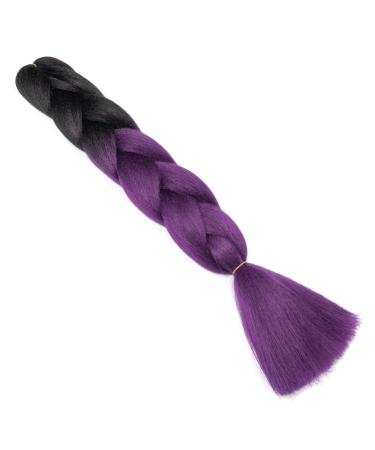Gairyan Jumbo Braids Extensions - 60cm Ombre Synthetic Hair for Box Crochet Braids (Black & Purple) - 100g Afro Braiding Hair (1 Piece) - Buy Online on GoSupps.com