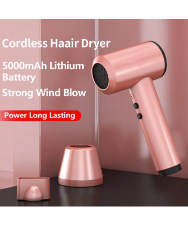 Portable Wireless Hair Dryer 5000mAh Rechargeable Cordless Hair Dryer 6 Modes Hot/Cold Air Travel Blow Dryer for Camping Fine Arts Travel Outdoor Care Salon Tool Pink - Buy Online on GoSupps.com