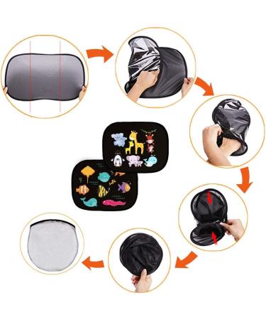 Baby Kids Car Sun Shade - Cute Animal Pattern (Black) | UV Protection Shield for Children | PVC Adsorption | Sunlight Visor - Buy Online on GoSupps.com