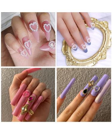 200 Pcs Heart Pearl Nail Art Charms for 3D Acrylic Nails - White Jewelry Pearls for Manicure Design and DIY Crafting - Buy Online on GoSupps.com