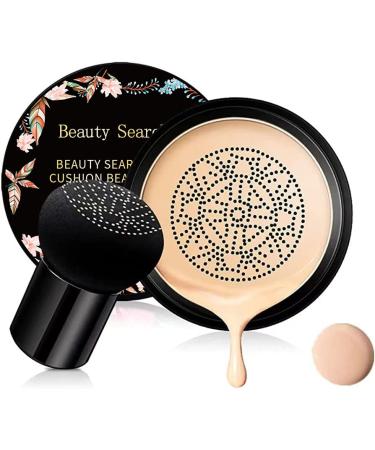 CC Cream Foundation with Mushroom Head Air Cushion BB Cream Moisturizing Concealer Full Coverage for Flawless Makeup Base Long Lasting with Mushroom Makeup Sponge Even Skin Tone (Light White) #2