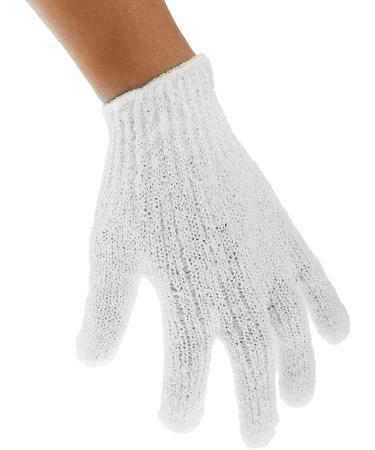 Exfoliating Peeling Bath Gloves - White 1 Pair (2 Pieces) for Spa-Like Skin Care | Fast International Shipping - Buy Online on GoSupps.com