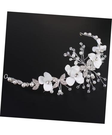 FRCOLOR Floral Headband Bride Headpieces for Wedding Bridal Hair Accessories Wedding Headband Bridesmaid Hair Accessories Rhinestone Headdress Women Headdress for Wedding Tiara White - Buy Online on GoSupps.com