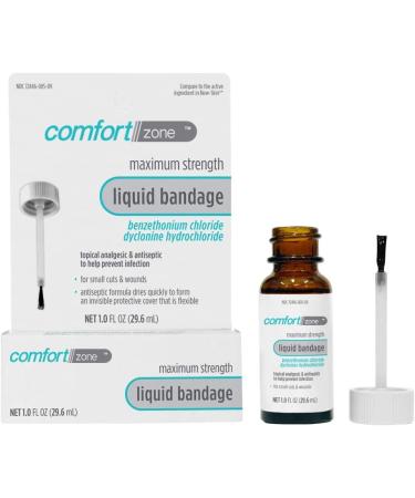 Comfort Zone Liquid Bandage 1oz - Topical Analgesic & Antiseptic Skin Barrier for Cuts & Wounds - Buy Online on GoSupps.com