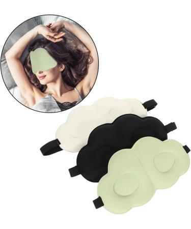 Lot de 3 Masques de Sommeil en Tissu Ice Silk Double Face Respirants Occultants et L gers Couleurs Vert Clair Noir et Beige pour Relaxation Sieste et D tente des Yeux  - Buy Online on GoSupps.com