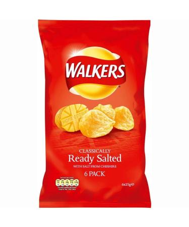 Walker's Walkers Walkers Pack of 6 ready-to-eat salted potato chips 25g