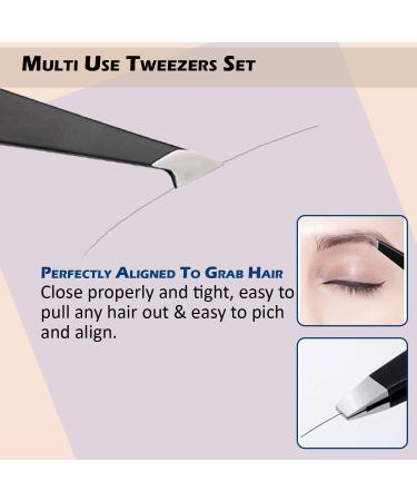 Stadux 4-Piece Eyebrow Tweezers Set for Women - Professional Stainless Steel Grooming Tools for Eyebrows, Facial, and Ingrown Hair - Buy Online on GoSupps.com