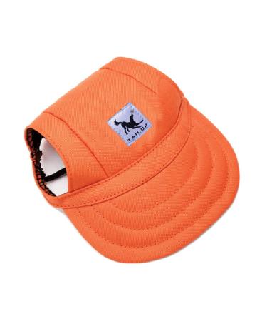 Bbeart pet hat leisure visier pet hat baseball sun hat sports cap with ear holes and chin straps for small dogs (m orange) m (pack of 1) orange