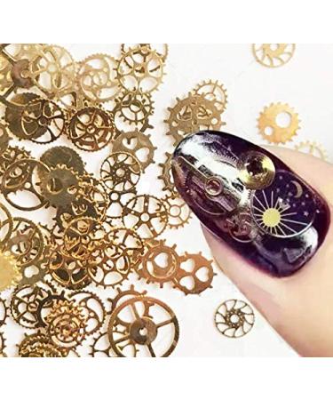 Ultra-thin 3D Punk Time Gears Nail Studs Nail Art Decorations Alloy Manicure Decoration 12 Wheel(Approx.100 Count)