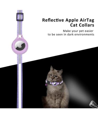 Kolacen Reflecting Airtag Catushage - Adjustable Cat Neck Band with Airtag Shell & Bell | Safety Buckle for Puppies & Kittens (Purple) - International Shipping Available - Buy Online on GoSupps.com