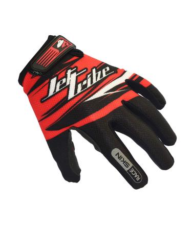 Jettribe Race Skin PWC Recreation Gloves | Thin Breathable Full Finger | Men Women Youth Jet Ski Accessories Red Large