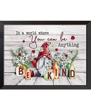 Stamped Gnome Counted Cross Stitch Kits for Adults Beginners Full Range of Cross-Stitch Stamped Kits Needlecrafts for Home Wall Decor Patterns 11.8x15.7inch Gnome Flowers Cross Stitch Kits