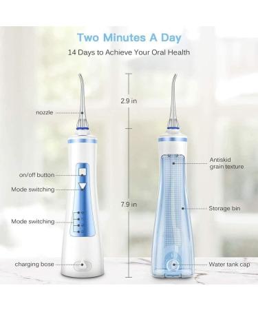 KouRy Portable Water Flosser - Multifunctional USB Charging Dental Oral Irrigator 240ml IPX7 Waterproof 3 Cleaning Modes for Home & Travel - White - Buy Online on GoSupps.com