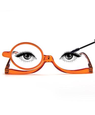 MMOWW Makeup Reading Glasses Magnifying Makeup Glasses for Womens with Flip-Down Single Lens Rotating Glasses (Orange 2.5) Orange 2.5 x
