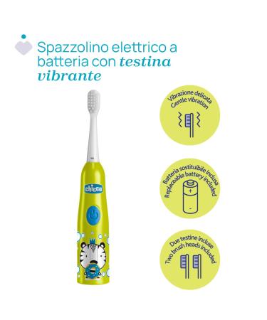 Chicco Children's Electric Toothbrush - Soft Bristles Gentle Vibrating Head for Ages 3+ International Shipping Available - Buy Online on GoSupps.com