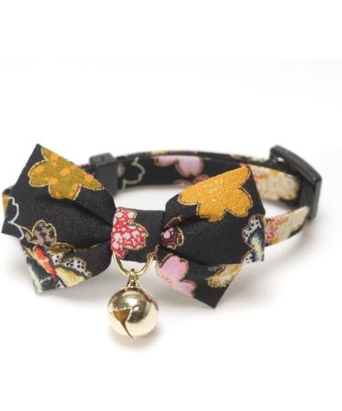 Necoichi Kimono Bow Tie Cat Collar in Black - Stylish and Adjustable - Buy Online on GoSupps.com