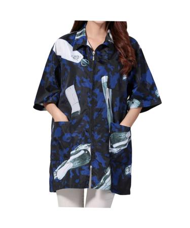 Beatifufu 1pc Work Clothes Hair Beauty Gown Barber Work Smock Hairdresser Uniform Hair Stylist Short Sleeve Smocks Salon Work Smock Hair Stylist Jacket Spa Work Smock Barbers Apron Fabric