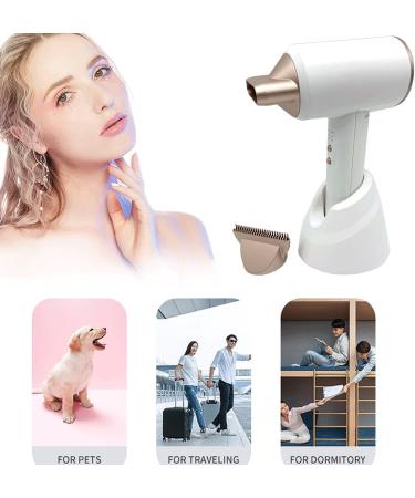 Cordless Hair Dryer 350W Rechargeable Blow Dryer 3 Heating/Speed & Cold Settings Portable Wireless Hairdryer for Travel Outdoor Home Contain 2 Nozzle - Buy Online on GoSupps.com