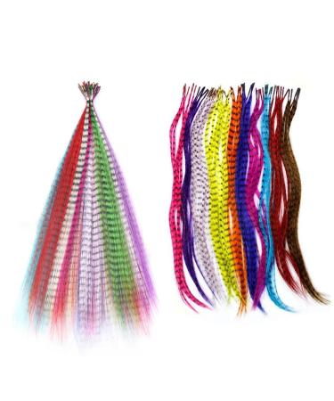 YUDAOHAIR Synthetic Feather Hair Extensions Kit - 16 Inch Hairpieces with Micro Beads, Crochet Hooks, and 12 Mix Colors - for Women - Buy Online on GoSupps.com