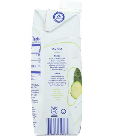 Flow Water Organic Cucumber Mint Spring Water - Refreshing Hydration 16.9 Fl Oz - Buy Online on GoSupps.com