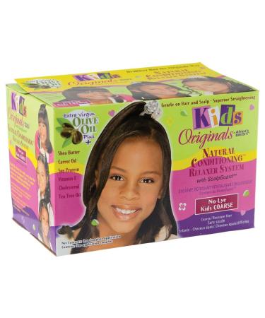 Kids Originals by Africa's Best Natural Conditioning Relaxer System, No Lye Formula, For Kids Coarse Hair, enriched Extra Virgin Olive Oil, Shea Butter, and Vitamin E 6 Piece Set