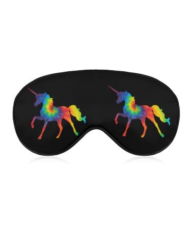 Tie Dye Unicorn Sleep Mask Eye Cover for Sleeping Blindfold with Adjustable Strap Blocks Light Night Travel Nap for Men Women