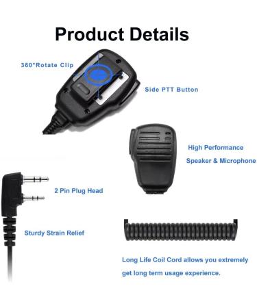 Samcom 2 Pin Handheld Walkie Talkie Speaker Mic with Shoulder Lapel Microphone - 1 Pack - Buy Online on GoSupps.com