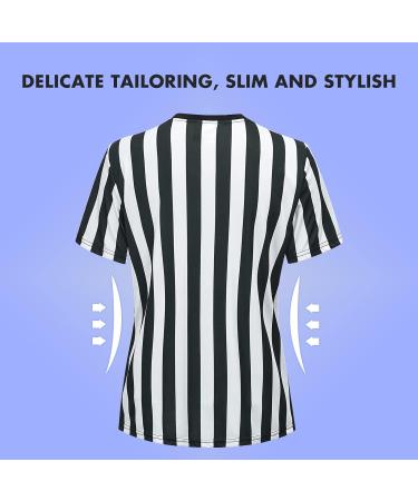 Buy Women's Referee Jersey - Official Black & White Striped Shirt with Zipper Collar | V-Neck Ref Outfit - International Shipping Available - Buy Online on GoSupps.com