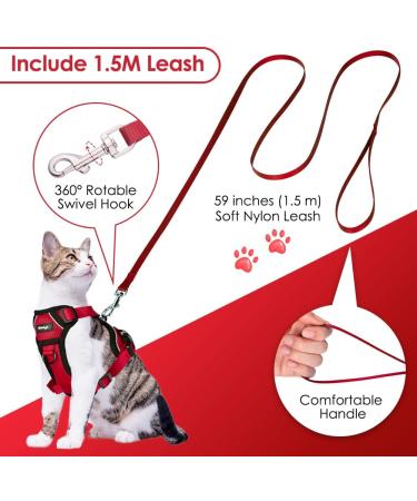 Breakproof Cat Dishes & Adjustable Soft Vest Set for Small Kittens | Reflective Stripes | Red XXS - Buy Online on GoSupps.com