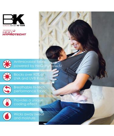 Baby K'tan Baby Wrap Carrier - Pre Wrapped Hygienic Sport Performance Sling - UVA/UVB Sun Protection - HeiQ Technology - Quick Drying Fabric - Active Oasis Black & Grey (Medium) - Buy Online on GoSupps.com