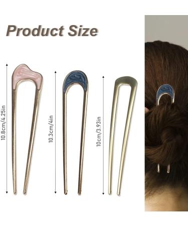 6 Pieces Metal U Shaped Hairpins French Hair Pin Hair Chignon Pins Metal Hair Pin Fork Sticks 2 Prong Bun Hairstyle Accessories for Women (metal) - Buy Online on GoSupps.com
