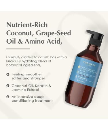 Theorie Coconut & Jasmine Moisturizing Conditioner - 400mL | Hydrating Shine & Strength for All Hair Types - Color & Keratin Protection - Buy Online on GoSupps.com