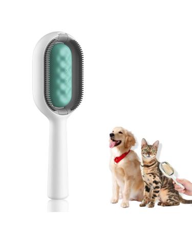 Pet Hair Removal Comb With Water Tank Dog Brush Cat Brush for Long Haired Cats Dogs Multifunctional Pet Cat Hair Remover Brush 3 in 1 Self Cleaning Cat Brush Grooming Brush (Short Green) Short-Green